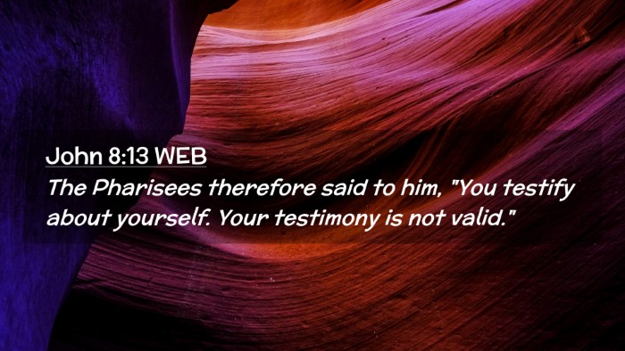 Picture 02 - John 8:13 WEB Desktop Wallpaper - The Pharisees therefore said to him, 