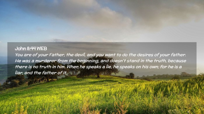 Picture 02 - John 8:44 WEB Desktop Wallpaper - You are of your Father, the devil, and you want - Desktop Bible Verse Wallpaper