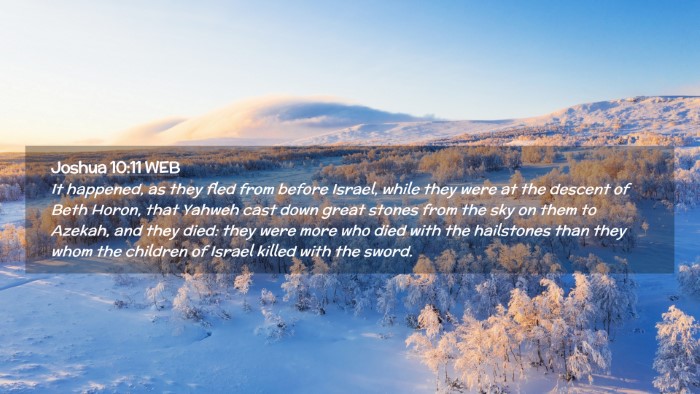 Picture 02 - Joshua 10:11 WEB Desktop Wallpaper - It happened, as they fled from before Israel, - Desktop Bible Verse Wallpaper