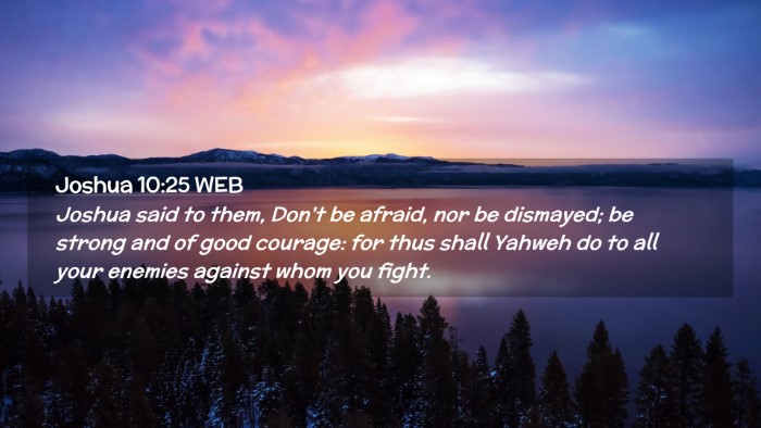 Picture 02 - Joshua 10:25 WEB Desktop Wallpaper - Joshua said to them, Don't be afraid, nor be - Desktop Bible Verse Wallpaper