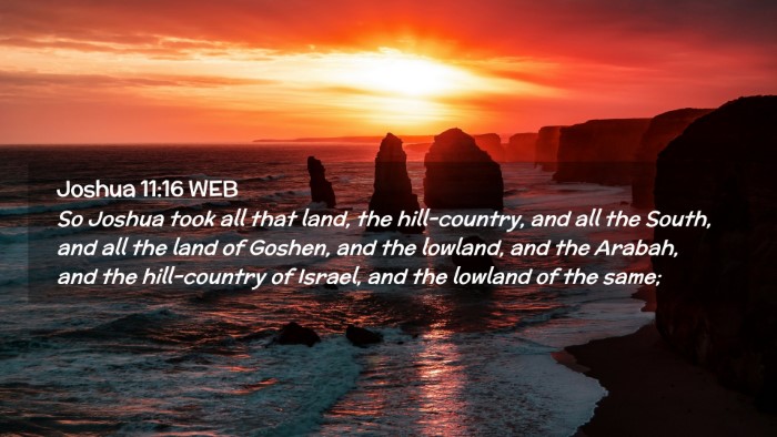 Picture 02 - Joshua 11:16 WEB Desktop Wallpaper - So Joshua took all that land, the hill-country, - Desktop Bible Verse Wallpaper