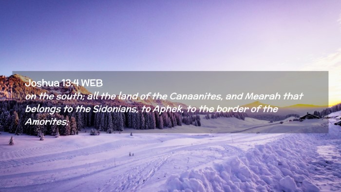 Picture 02 - Joshua 13:4 WEB Desktop Wallpaper - on the south; all the land of the Canaanites, and - Desktop Bible Verse Wallpaper