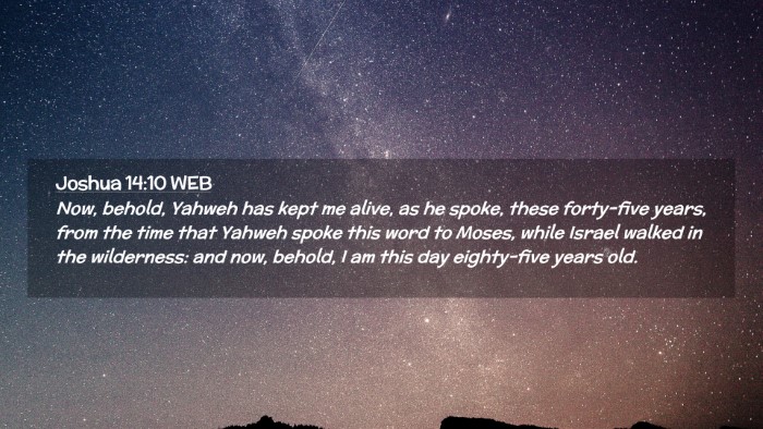 Picture 02 - Joshua 14:10 WEB Desktop Wallpaper - Now, behold, Yahweh has kept me alive, as he - Desktop Bible Verse Wallpaper