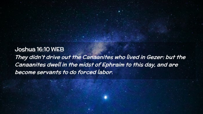 Picture 02 - Joshua 16:10 WEB Desktop Wallpaper - They didn't drive out the Canaanites who lived in - Desktop Bible Verse Wallpaper