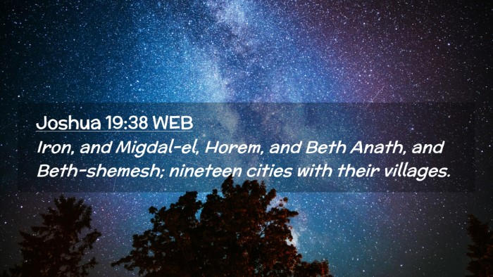 Picture 02 - Joshua 19:38 WEB Desktop Wallpaper - Iron, and Migdal-el, Horem, and Beth Anath, and - Desktop Bible Verse Wallpaper