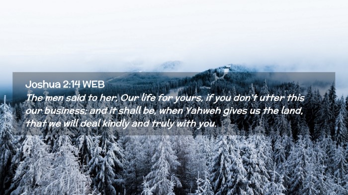 Picture 02 - Joshua 2:14 WEB Desktop Wallpaper - The men said to her, Our life for yours, if you - Desktop Bible Verse Wallpaper