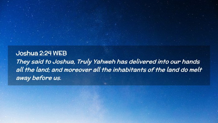 Picture 02 - Joshua 2:24 WEB Desktop Wallpaper - They said to Joshua, Truly Yahweh has delivered - Desktop Bible Verse Wallpaper