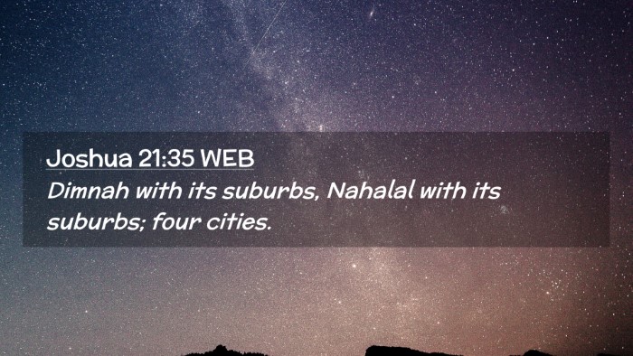 Picture 02 - Joshua 21:35 WEB Desktop Wallpaper - Dimnah with its suburbs, Nahalal with its - Desktop Bible Verse Wallpaper