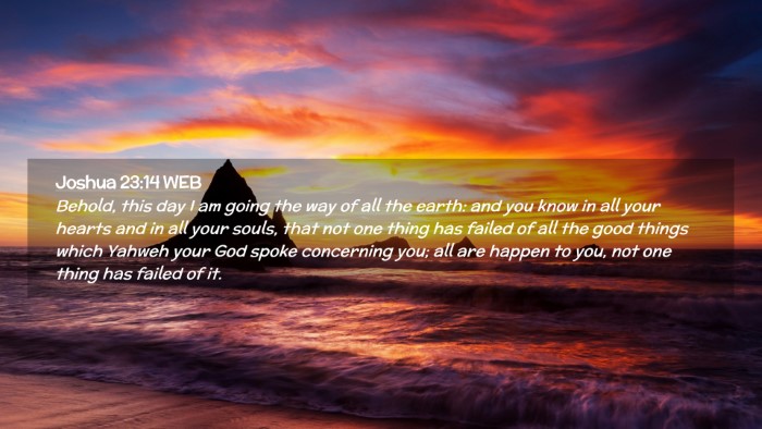 Picture 02 - Joshua 23:14 WEB Desktop Wallpaper - Behold, this day I am going the way of all the - Desktop Bible Verse Wallpaper