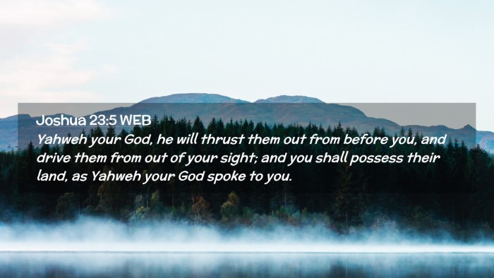 Picture 02 - Joshua 23:5 WEB Desktop Wallpaper - Yahweh your God, he will thrust them out from - Desktop Bible Verse Wallpaper