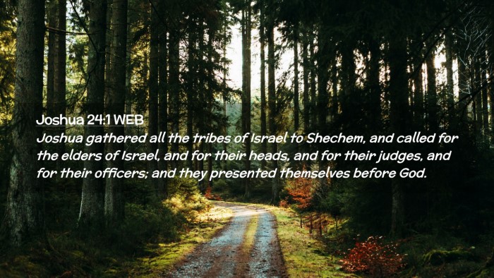 Picture 02 - Joshua 24:1 WEB Desktop Wallpaper - Joshua gathered all the tribes of Israel to - Desktop Bible Verse Wallpaper