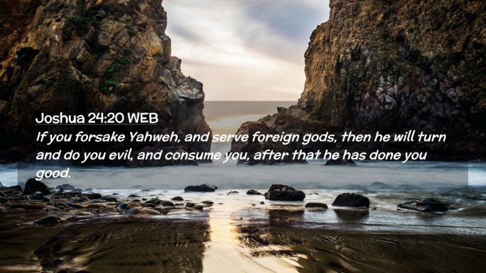 Picture 02 - Joshua 24:20 WEB Desktop Wallpaper - If you forsake Yahweh, and serve foreign gods, - Desktop Bible Verse Wallpaper