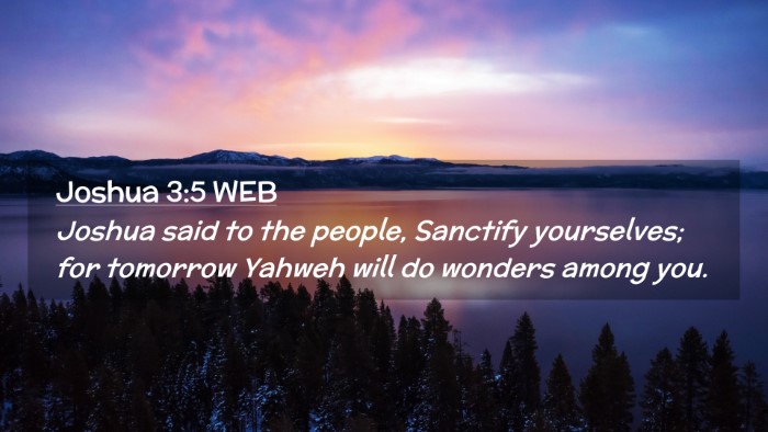 Picture 02 - Joshua 3:5 WEB Desktop Wallpaper - Joshua said to the people, Sanctify yourselves; - Desktop Bible Verse Wallpaper