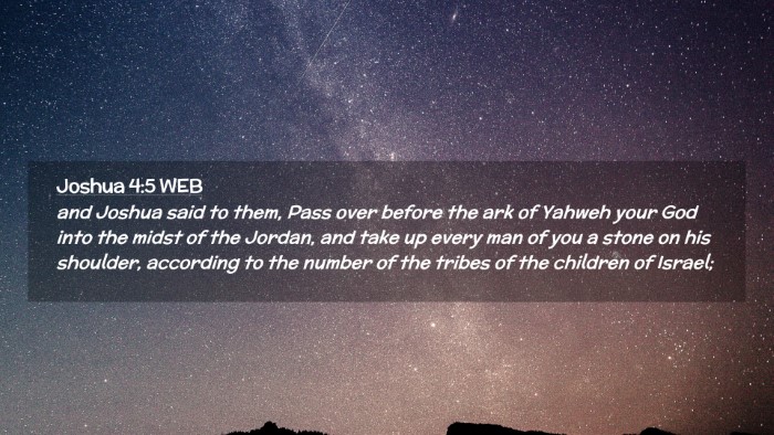 Picture 02 - Joshua 4:5 WEB Desktop Wallpaper - and Joshua said to them, Pass over before the ark - Desktop Bible Verse Wallpaper