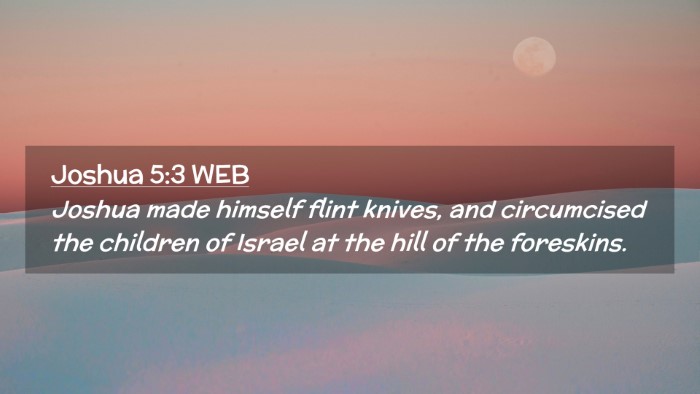Picture 02 - Joshua 5:3 WEB Desktop Wallpaper - Joshua made himself flint knives, and circumcised - Desktop Bible Verse Wallpaper
