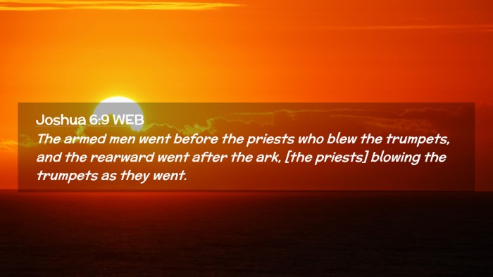Picture 02 - Joshua 6:9 WEB Desktop Wallpaper - The armed men went before the priests who blew - Desktop Bible Verse Wallpaper