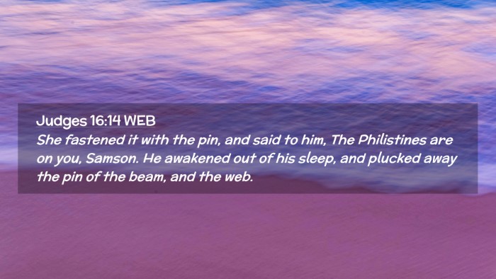 Picture 02 - Judges 16:14 WEB Desktop Wallpaper - She fastened it with the pin, and said to him, - Desktop Bible Verse Wallpaper