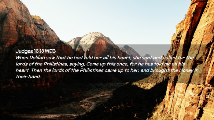 Picture 02 - Judges 16:18 WEB Desktop Wallpaper - When Delilah saw that he had told her all his - Desktop Bible Verse Wallpaper