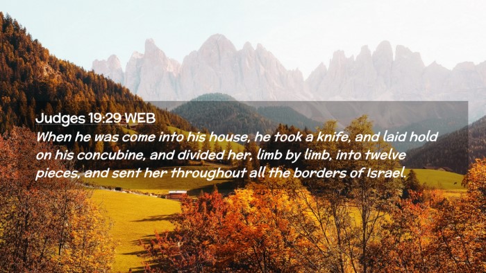 Picture 02 - Judges 19:29 WEB Desktop Wallpaper - When he was come into his house, he took a knife, - Desktop Bible Verse Wallpaper