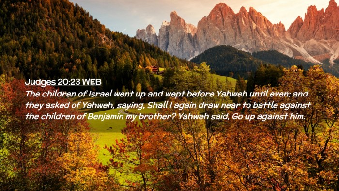 Picture 02 - Judges 20:23 WEB Desktop Wallpaper - The children of Israel went up and wept before - Desktop Bible Verse Wallpaper