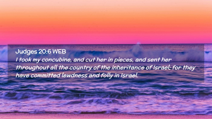 Picture 02 - Judges 20:6 WEB Desktop Wallpaper - I took my concubine, and cut her in pieces, and - Desktop Bible Verse Wallpaper