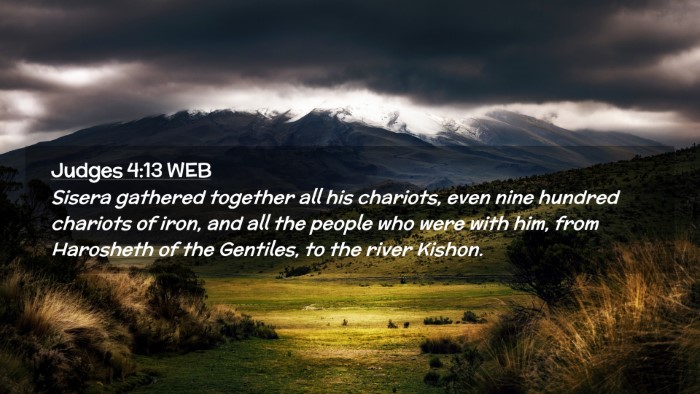 Picture 02 - Judges 4:13 WEB Desktop Wallpaper - Sisera gathered together all his chariots, even - Desktop Bible Verse Wallpaper