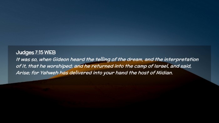 Picture 02 - Judges 7:15 WEB Desktop Wallpaper - It was so, when Gideon heard the telling of the - Desktop Bible Verse Wallpaper