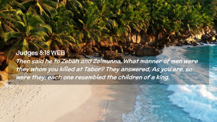 Picture 02 - Judges 8:18 WEB Desktop Wallpaper - Then said he to Zebah and Zalmunna, What manner - Desktop Bible Verse Wallpaper
