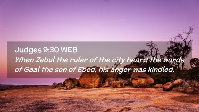 Picture 02 - Judges 9:30 WEB Desktop Wallpaper - When Zebul the ruler of the city heard the words - Desktop Bible Verse Wallpaper