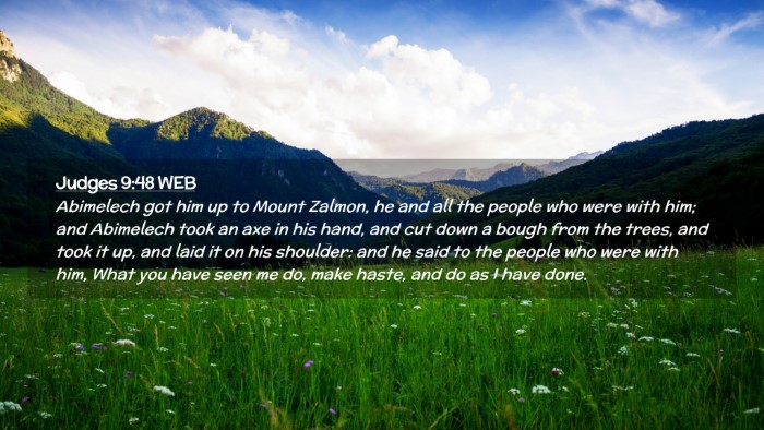 Picture 02 - Judges 9:48 WEB Desktop Wallpaper - Abimelech got him up to Mount Zalmon, he and all - Desktop Bible Verse Wallpaper