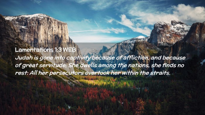 Picture 02 - Lamentations 1:3 WEB Desktop Wallpaper - Judah is gone into captivity because of - Desktop Bible Verse Wallpaper