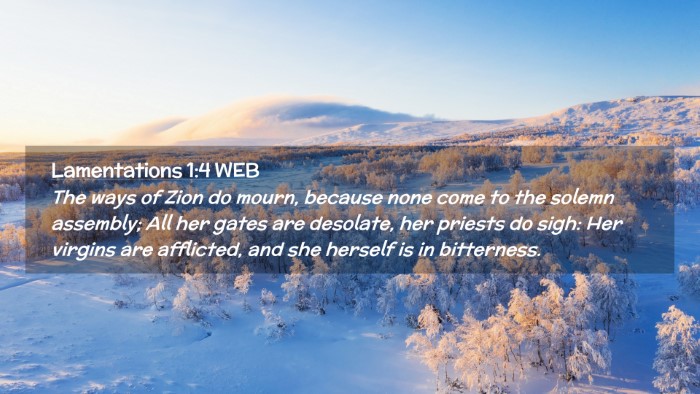 Picture 02 - Lamentations 1:4 WEB Desktop Wallpaper - The ways of Zion do mourn, because none come to - Desktop Bible Verse Wallpaper
