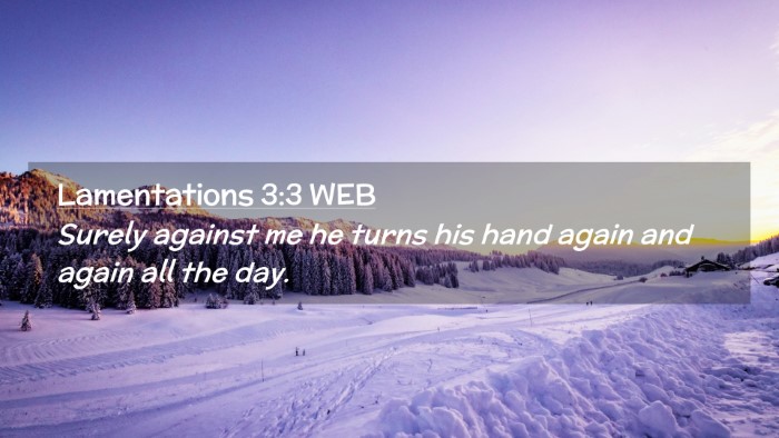 Picture 02 - Lamentations 3:3 WEB Desktop Wallpaper - Surely against me he turns his hand again and - Desktop Bible Verse Wallpaper
