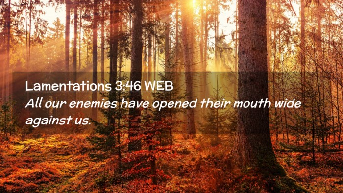 Picture 02 - Lamentations 3:46 WEB Desktop Wallpaper - All our enemies have opened their mouth wide - Desktop Bible Verse Wallpaper