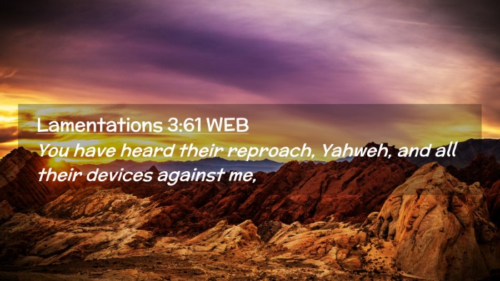 Picture 02 - Lamentations 3:61 WEB Desktop Wallpaper - You have heard their reproach, Yahweh, and all - Desktop Bible Verse Wallpaper