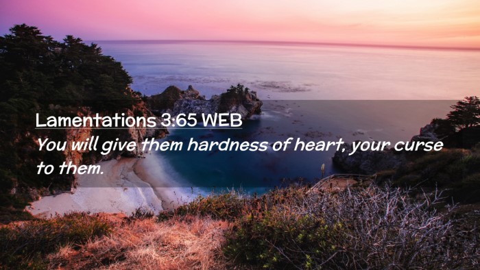 Picture 02 - Lamentations 3:65 WEB Desktop Wallpaper - You will give them hardness of heart, your curse - Desktop Bible Verse Wallpaper