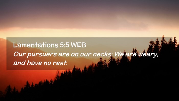 Picture 02 - Lamentations 5:5 WEB Desktop Wallpaper - Our pursuers are on our necks: We are weary, and - Desktop Bible Verse Wallpaper