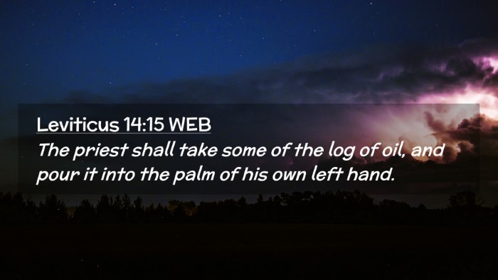Picture 02 - Leviticus 14:15 WEB Desktop Wallpaper - The priest shall take some of the log of oil, and - Desktop Bible Verse Wallpaper