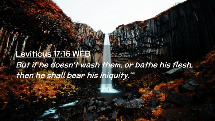 Picture 02 - Leviticus 17:16 WEB Desktop Wallpaper - But if he doesn't wash them, or bathe his flesh, - Desktop Bible Verse Wallpaper