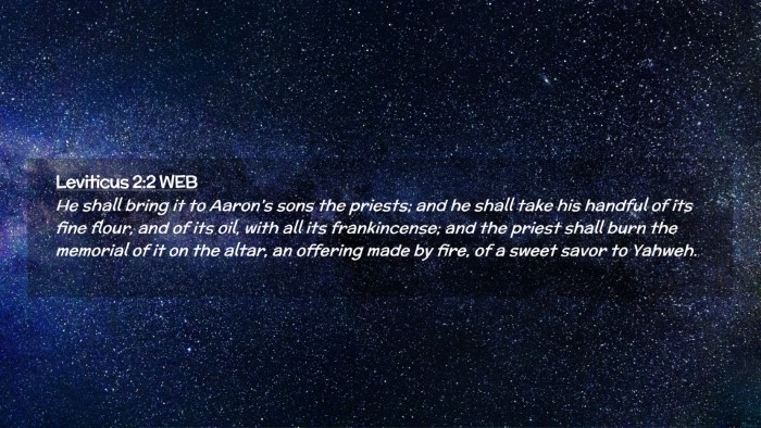 Picture 02 - Leviticus 2:2 WEB Desktop Wallpaper - He shall bring it to Aaron's sons the priests; - Desktop Bible Verse Wallpaper