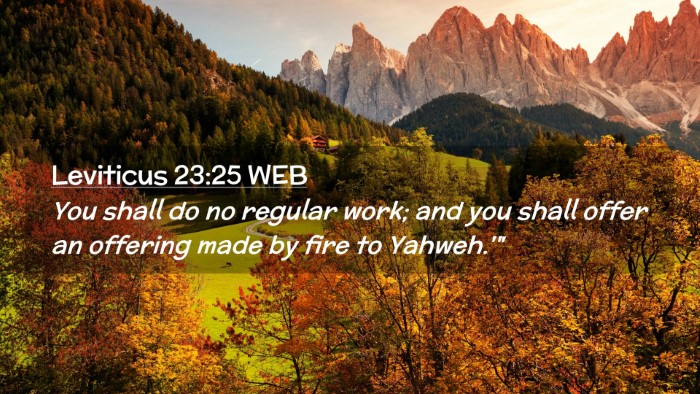 Picture 02 - Leviticus 23:25 WEB Desktop Wallpaper - You shall do no regular work; and you shall offer - Desktop Bible Verse Wallpaper