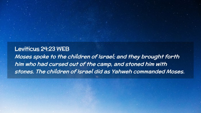 Picture 02 - Leviticus 24:23 WEB Desktop Wallpaper - Moses spoke to the children of Israel; and they - Desktop Bible Verse Wallpaper