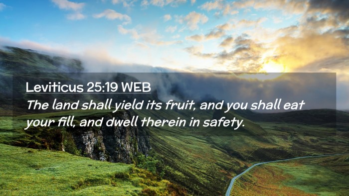 Picture 02 - Leviticus 25:19 WEB Desktop Wallpaper - The land shall yield its fruit, and you shall eat - Desktop Bible Verse Wallpaper