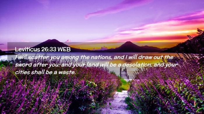 Picture 02 - Leviticus 26:33 WEB Desktop Wallpaper - I will scatter you among the nations, and I will - Desktop Bible Verse Wallpaper