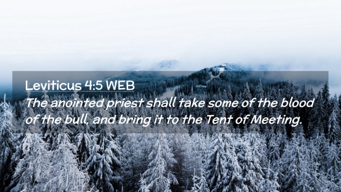 Picture 02 - Leviticus 4:5 WEB Desktop Wallpaper - The anointed priest shall take some of the blood - Desktop Bible Verse Wallpaper