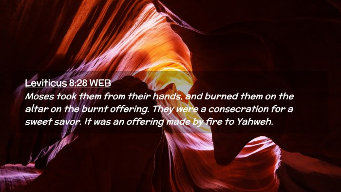 Picture 02 - Leviticus 8:28 WEB Desktop Wallpaper - Moses took them from their hands, and burned them - Desktop Bible Verse Wallpaper