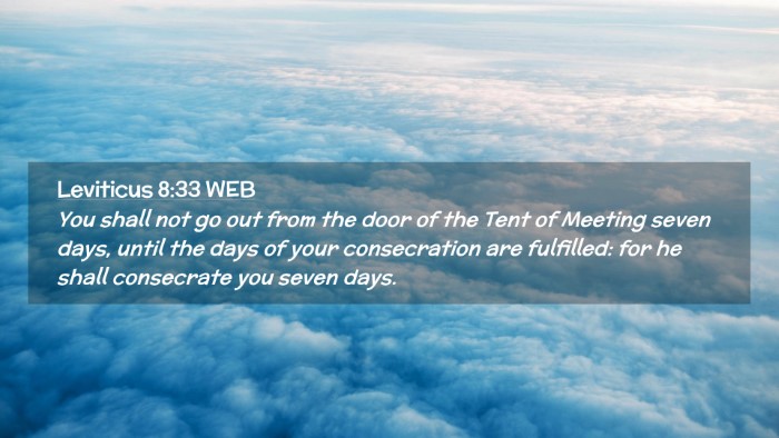 Picture 02 - Leviticus 8:33 WEB Desktop Wallpaper - You shall not go out from the door of the Tent of - Desktop Bible Verse Wallpaper