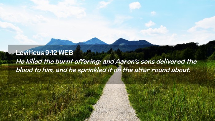 Picture 02 - Leviticus 9:12 WEB Desktop Wallpaper - He killed the burnt offering; and Aaron's sons - Desktop Bible Verse Wallpaper