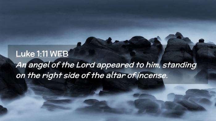 Picture 02 - Luke 1:11 WEB Desktop Wallpaper - An angel of the Lord appeared to him, standing on - Desktop Bible Verse Wallpaper