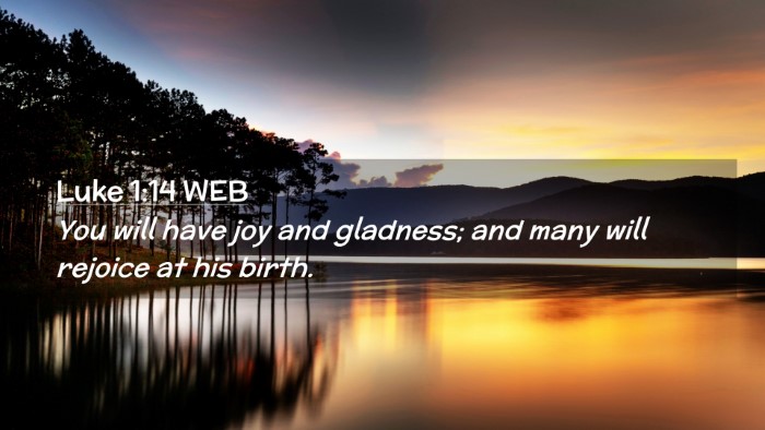 Picture 02 - Luke 1:14 WEB Desktop Wallpaper - You will have joy and gladness; and many will - Desktop Bible Verse Wallpaper